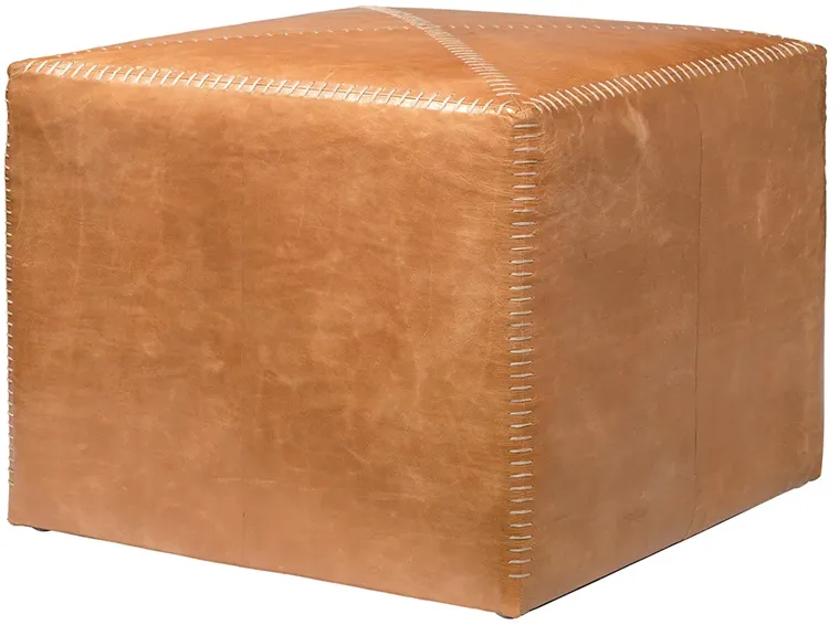 Buff Leather Large Ottoman