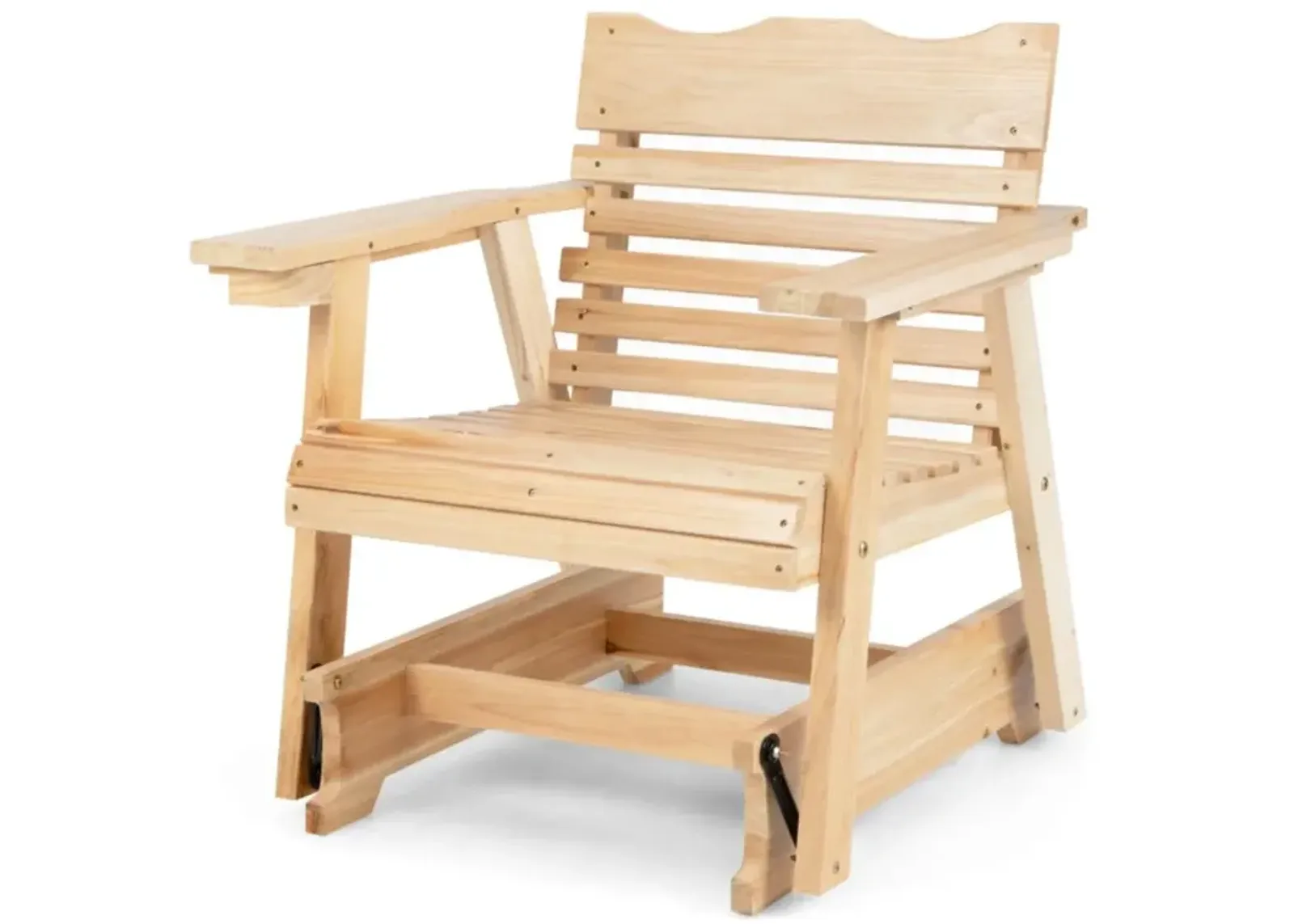 Hivvago Outdoor Wood Rocking Chair with High Back and Widened Armrests