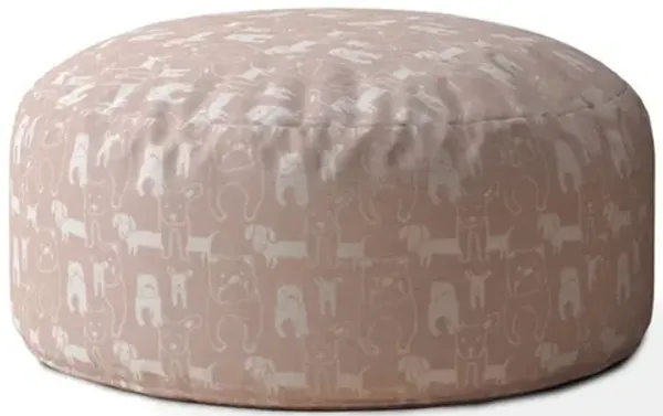 Hivvago 24" Pink Cotton Round Animal Print Pouf Ottoman