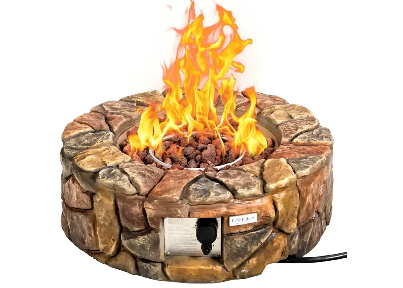 28 Inch Propane Gas Fire Pit with Lava Rocks and Protective Cover