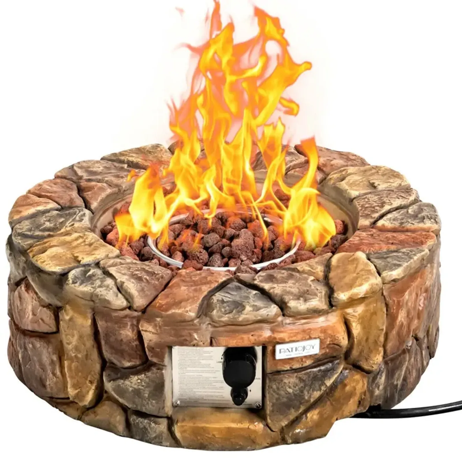 28 Inch Propane Gas Fire Pit with Lava Rocks and Protective Cover