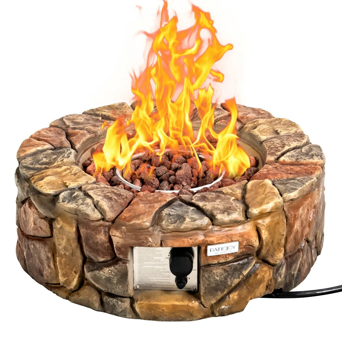 28 Inch Propane Gas Fire Pit with Lava Rocks and Protective Cover