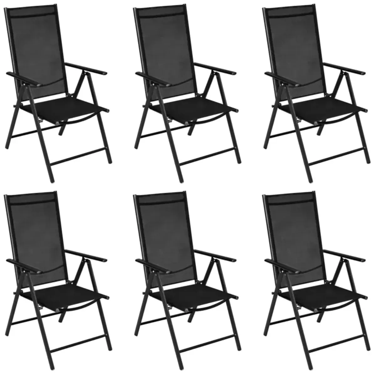 vidaXL 7 Piece Patio Dining Set Aluminum Black