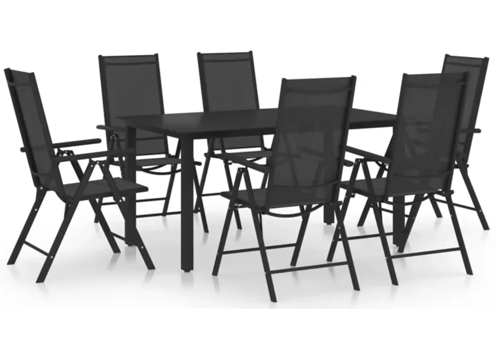 vidaXL 7 Piece Patio Dining Set Aluminum Black