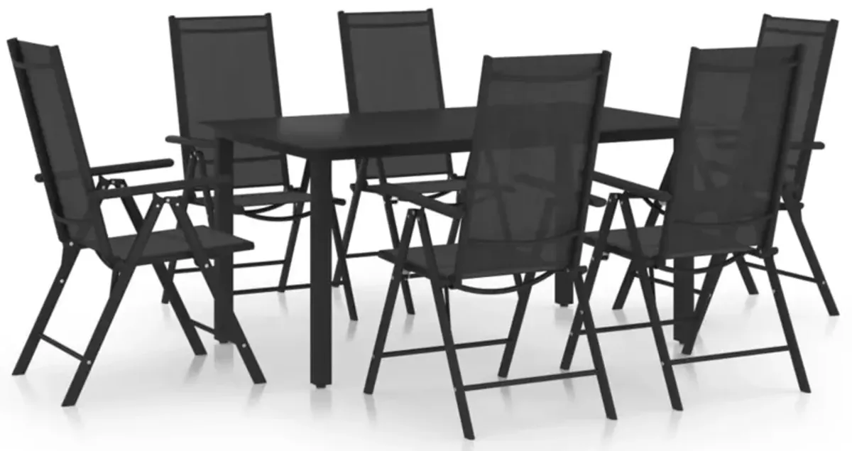 vidaXL 7 Piece Patio Dining Set Aluminum Black