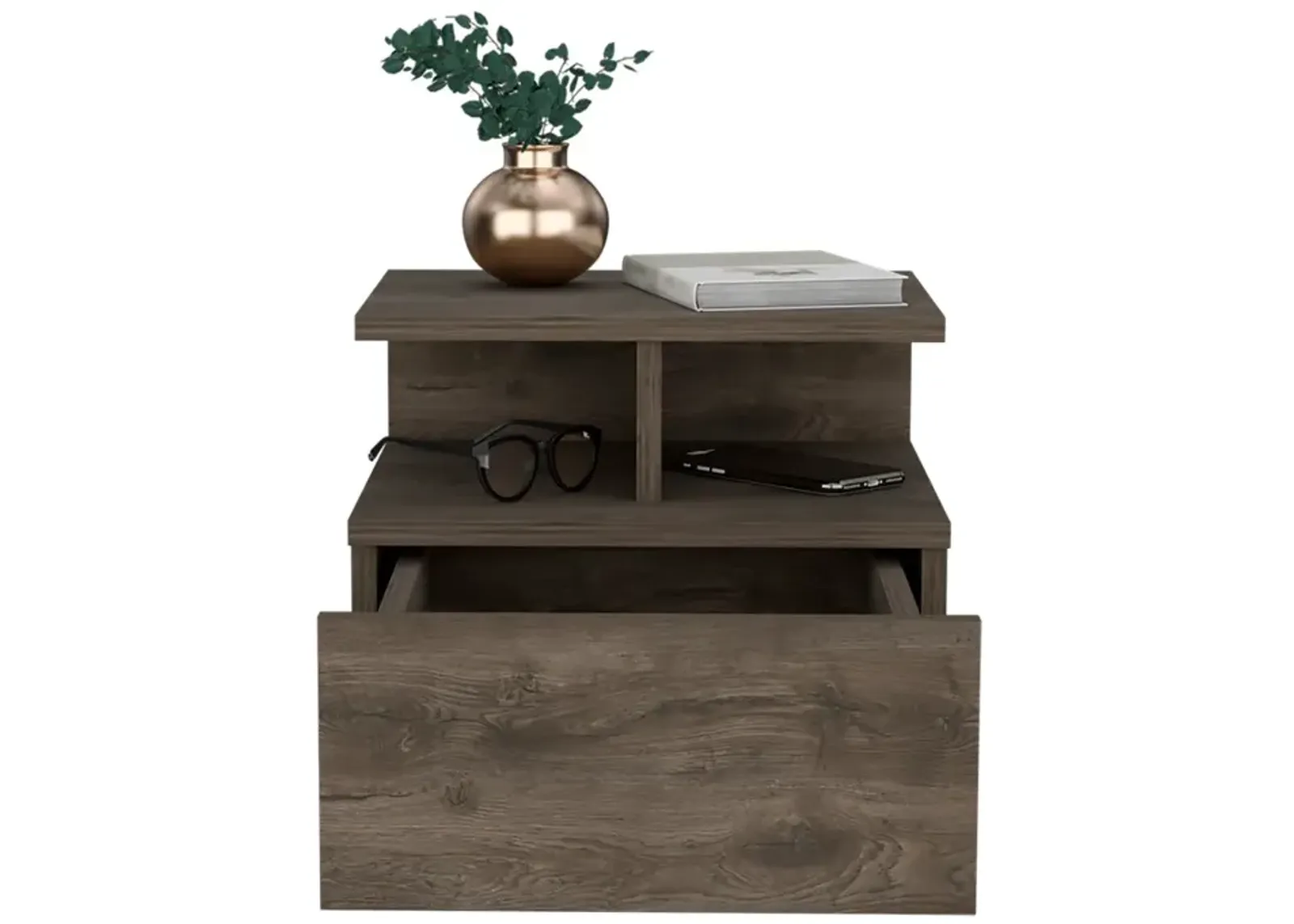 Nightstand Floating Flopini, Bedroom, Dark Walnut