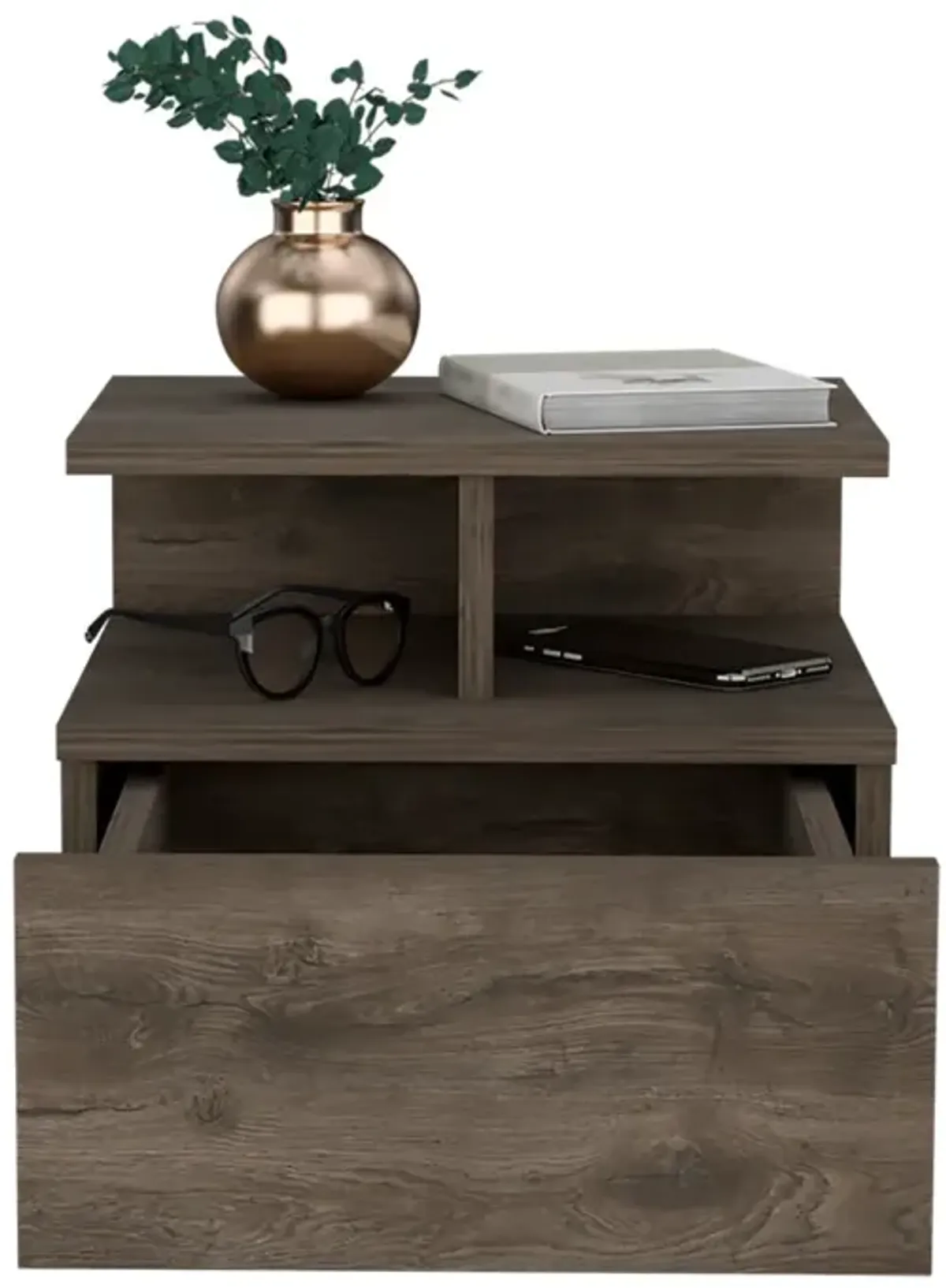 Nightstand Floating Flopini, Bedroom, Dark Walnut