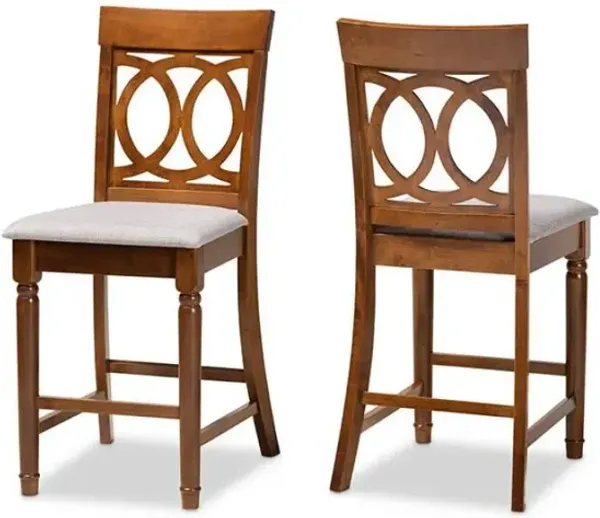 Walnut Brown Finished Wood 2-Piece Counter Height Pub Chair Set