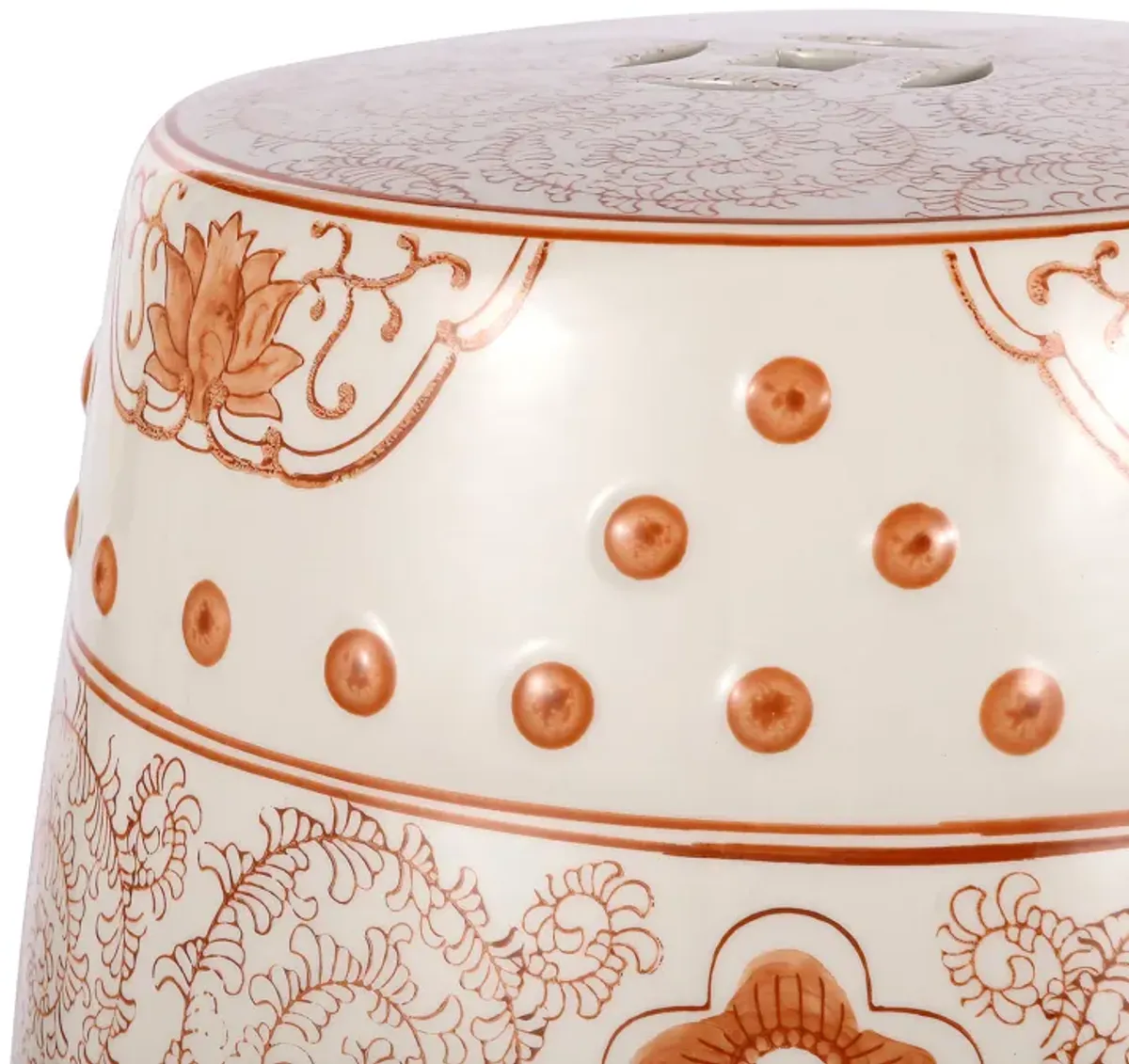 Double Happiness Chinoiserie Ceramic Drum Garden Stool