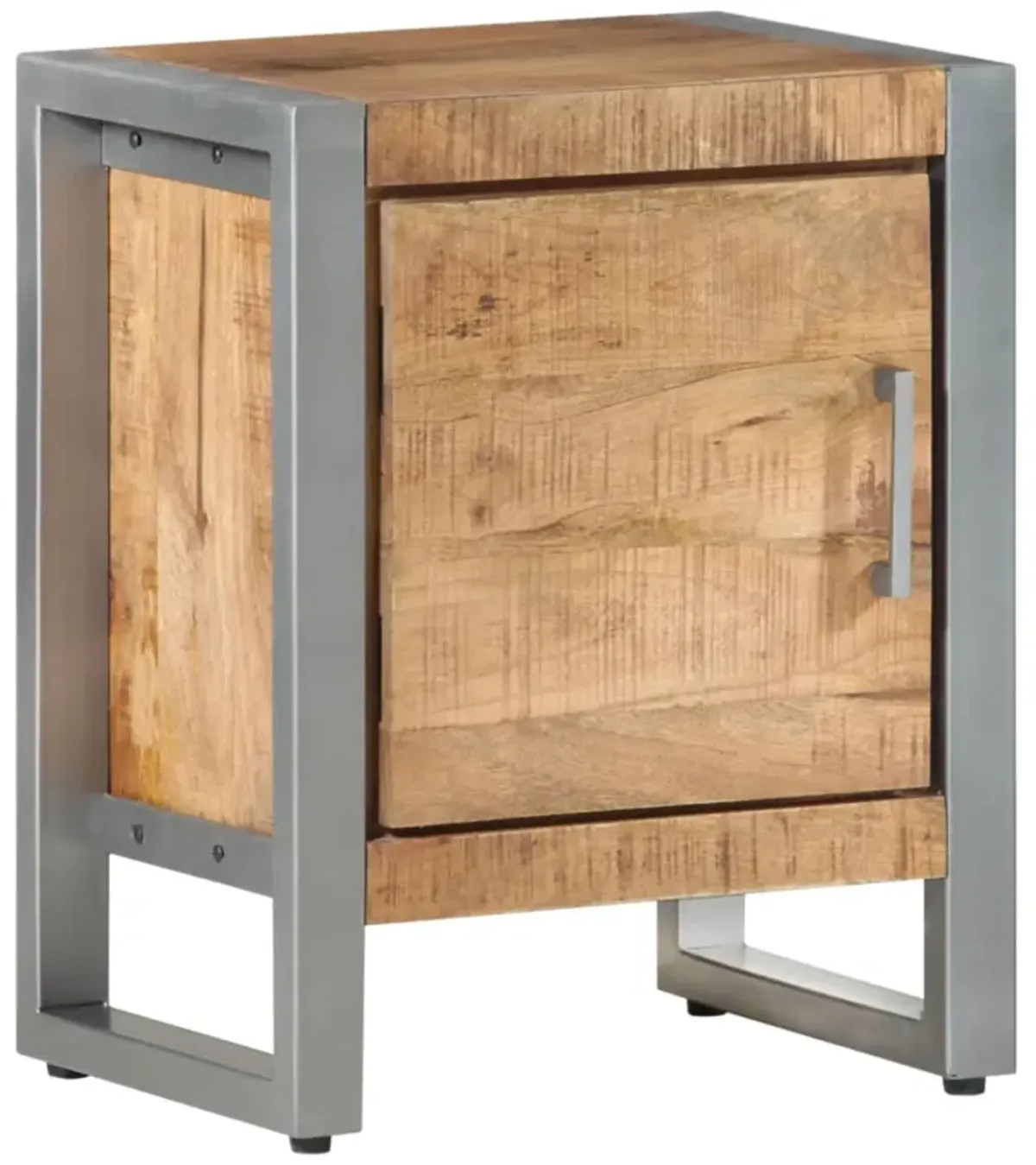vidaXL Industrial Bedside Cabinet/Nightstand - 15.7"x11.8"x19.7" Rough Mango Wood & Gray Iron Frame - Bedroom Storage Design with Large Compartment