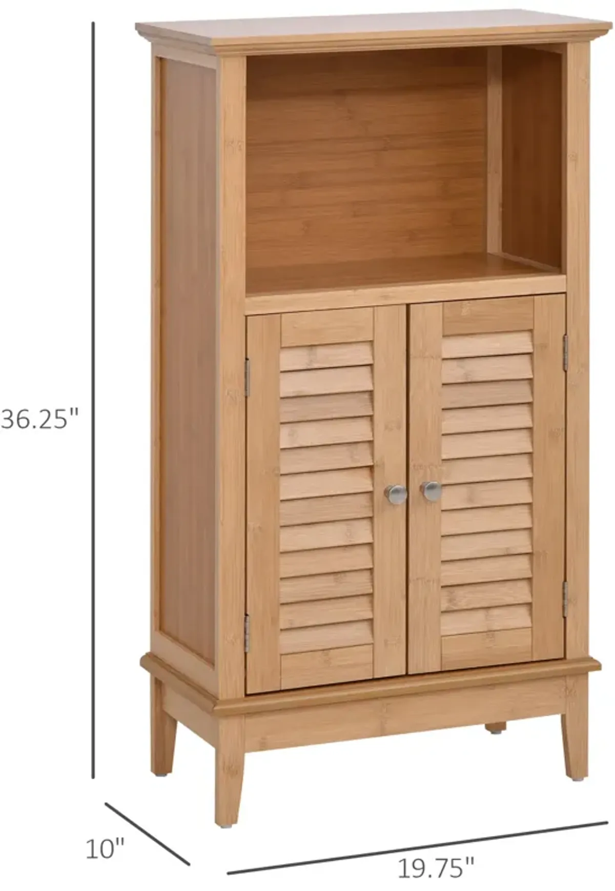 Natural Bamboo Organizer: Floor Cabinet with Multiple Shelves and Doors