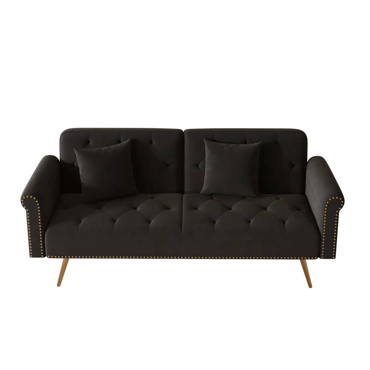 Merax Velvet Sofa with Throw Pillows