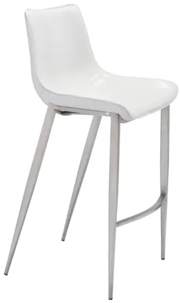 Magnus Barstool (Set of 2) White & Silver
