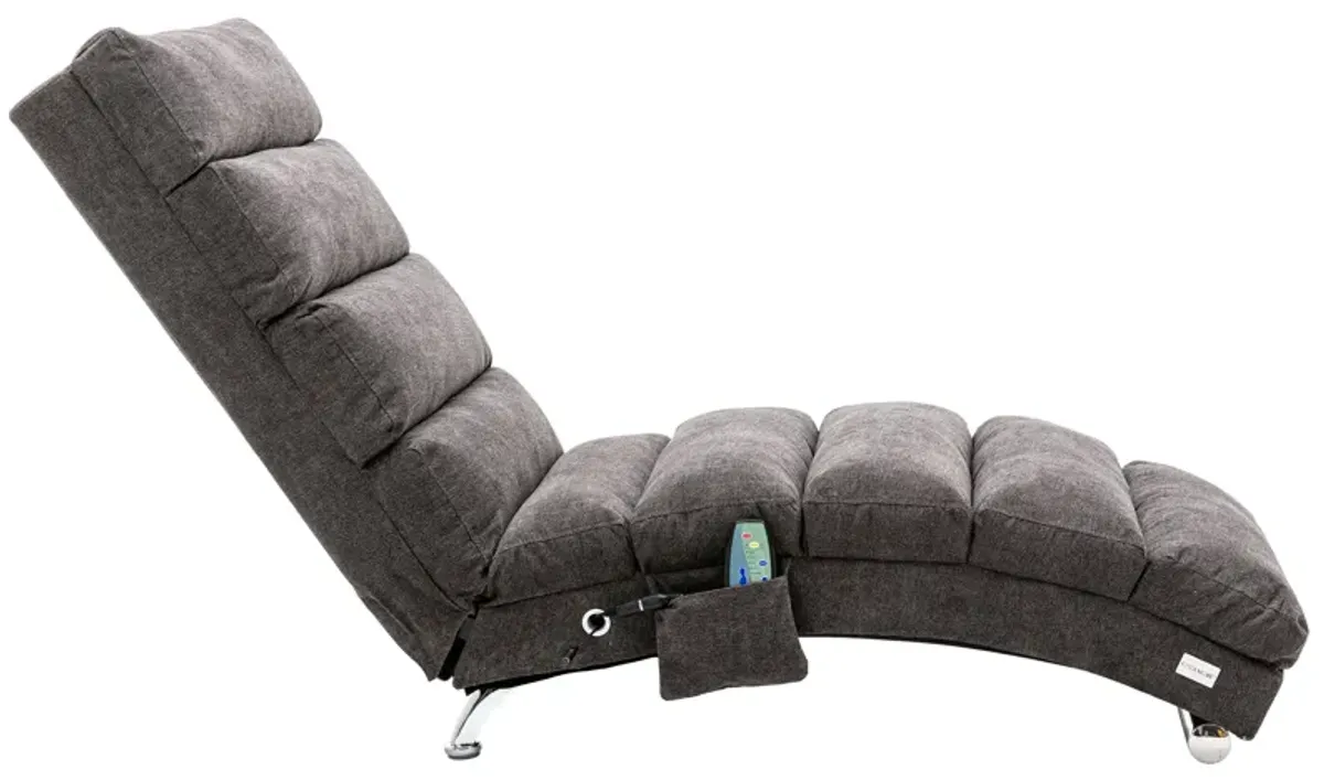 Linen Chaise Lounge Indoor Chair - Modern Long Lounger for Office or Living Room