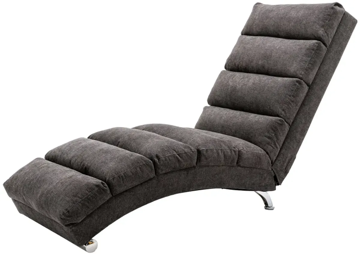 Linen Chaise Lounge Indoor Chair - Modern Long Lounger for Office or Living Room