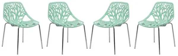 LeisureMod Modern Asbury Dining Chair w/ Chromed Legs, Set of 4