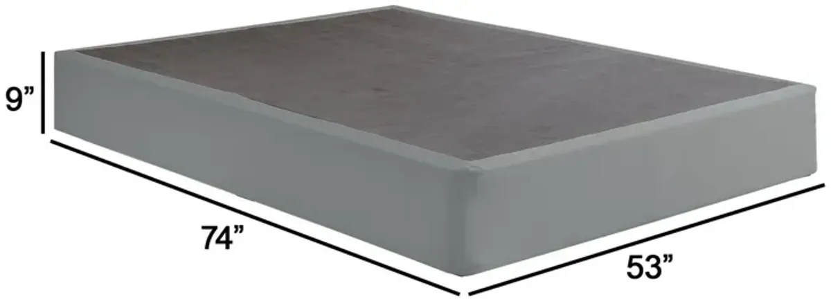 Dio 9 Inch Full Size Mattress Foundation Base, Polyester, Metal Frame - Benzara