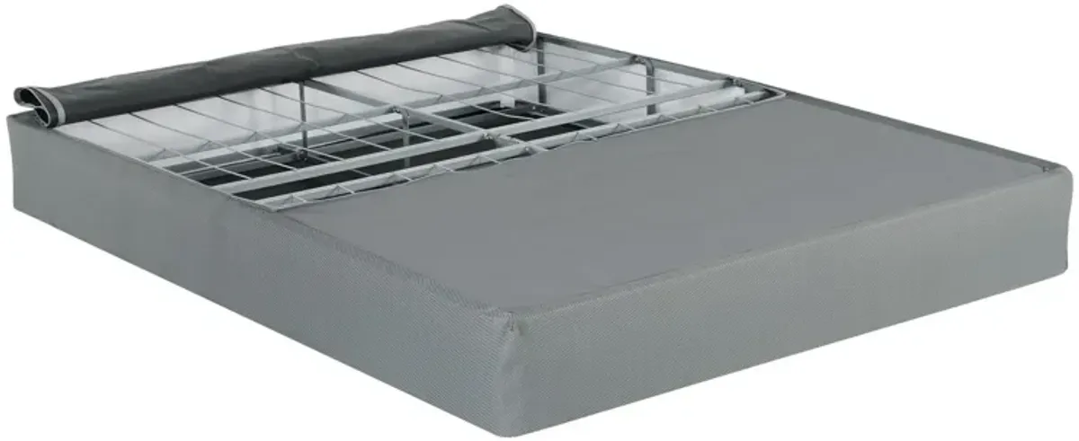 Dio 9 Inch Full Size Mattress Foundation Base, Polyester, Metal Frame - Benzara