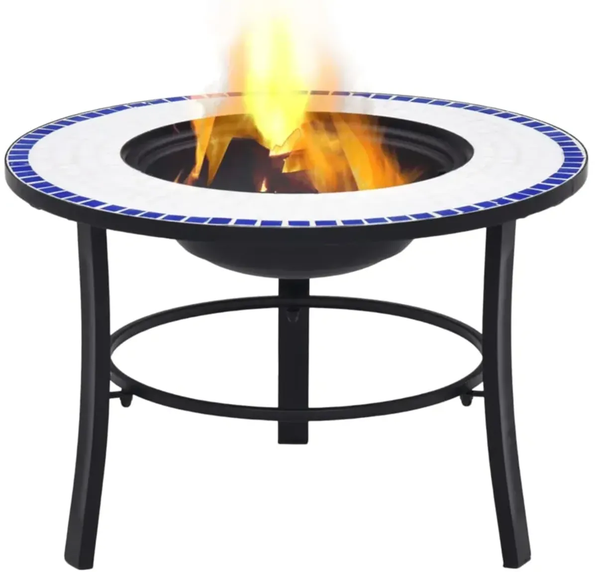 vidaXL Mosaic Fire Pit Blue and White 26.8" Ceramic