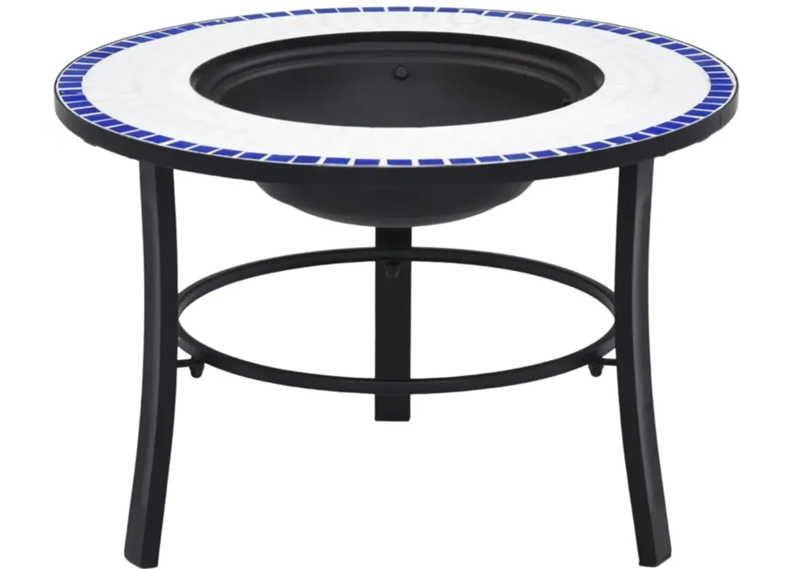 vidaXL Mosaic Fire Pit Blue and White 26.8" Ceramic