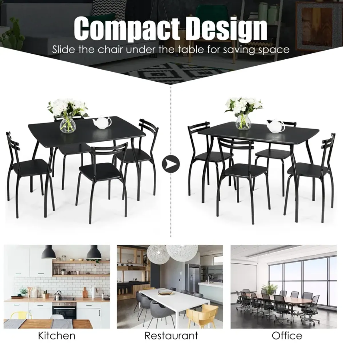 5 Pieces Dining Table Set with 4 Chairs