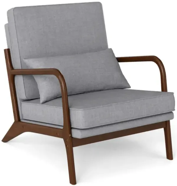 Modern Accent Chair with Rubber Wood Armrests and Removable Back