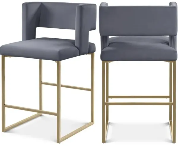 Meridian Furniture Caleb Velvet Counter Stool, Set of 2