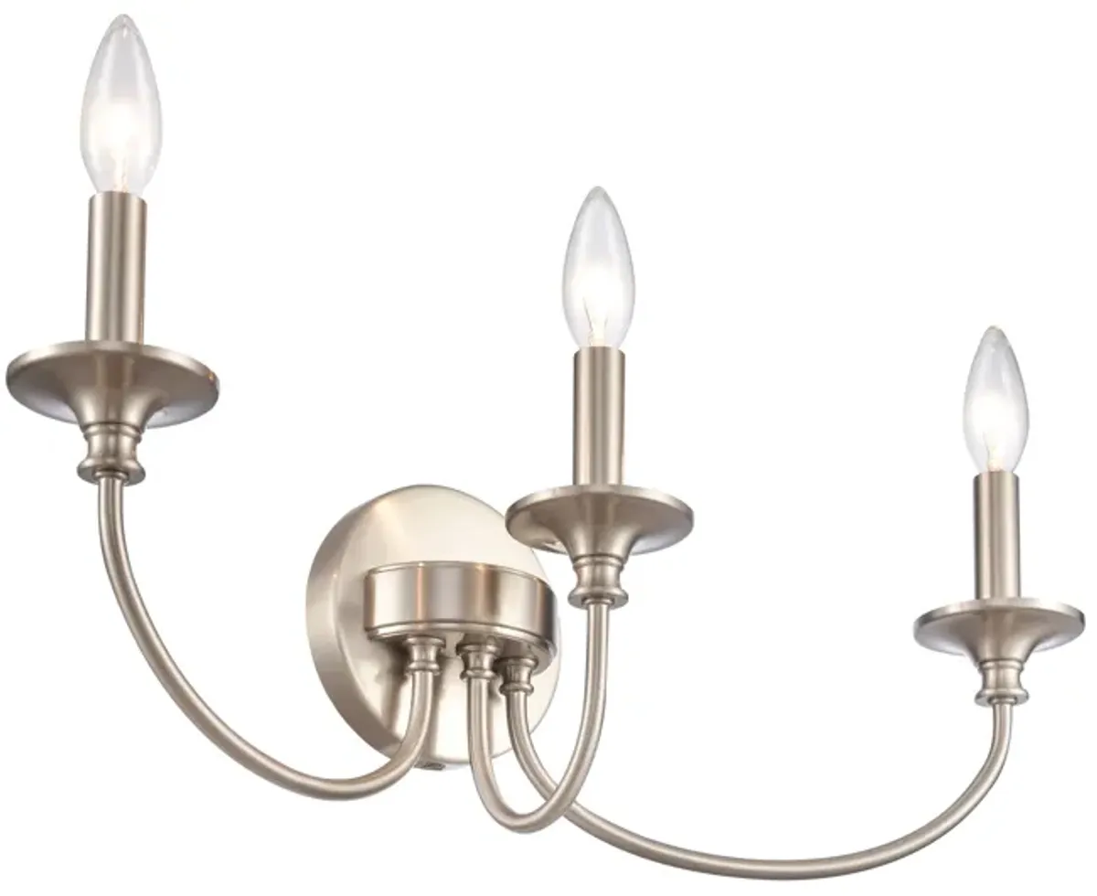 Cecil 22'' Wide 3-Light Nickel Vanity Light