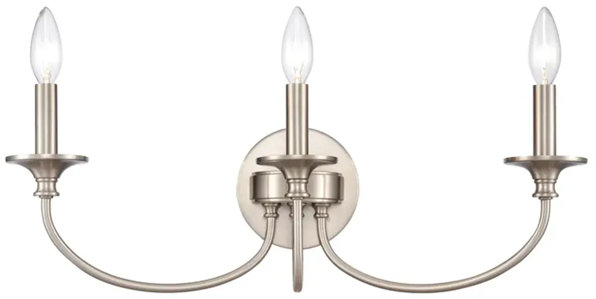 Cecil 22'' Wide 3-Light Nickel Vanity Light