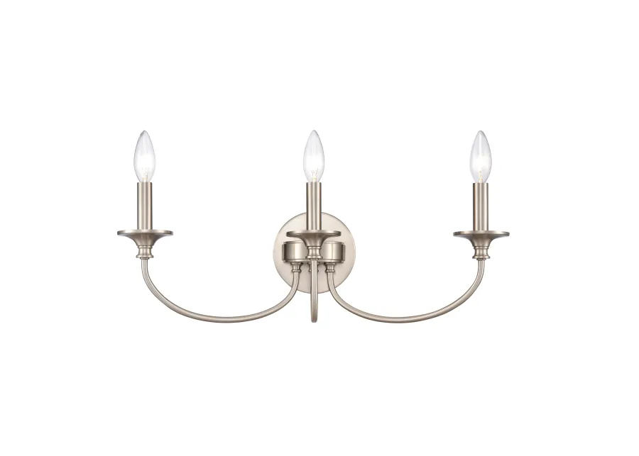 Cecil 22'' Wide 3-Light Nickel Vanity Light