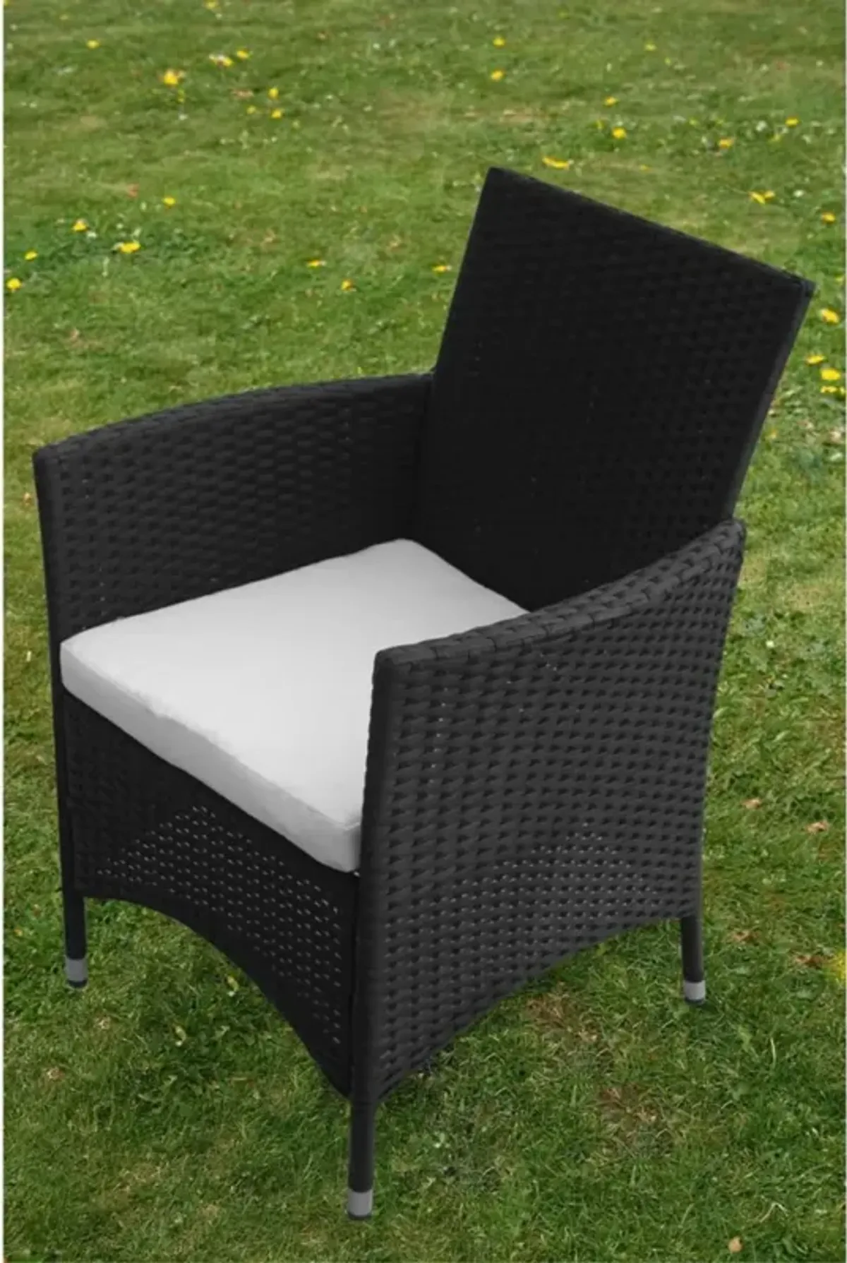 vidaXL 5 Piece Outdoor Dining Set with Cushions Poly Rattan Black