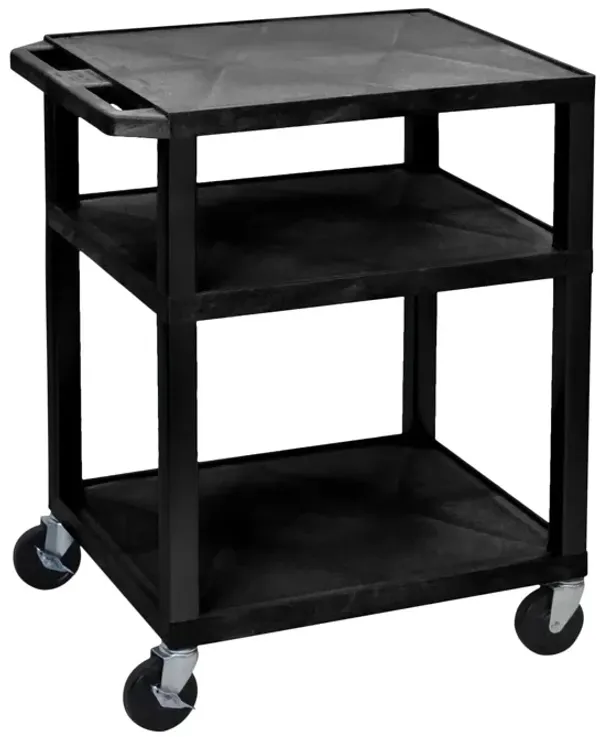H. Wilson Tuffy Black 3 Shelf AV Cart