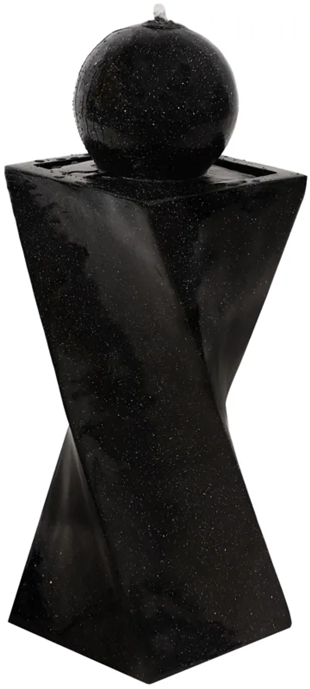 Sunnydaze Black Ball Solar Water Fountain with Battery/LED Lights - 30 in