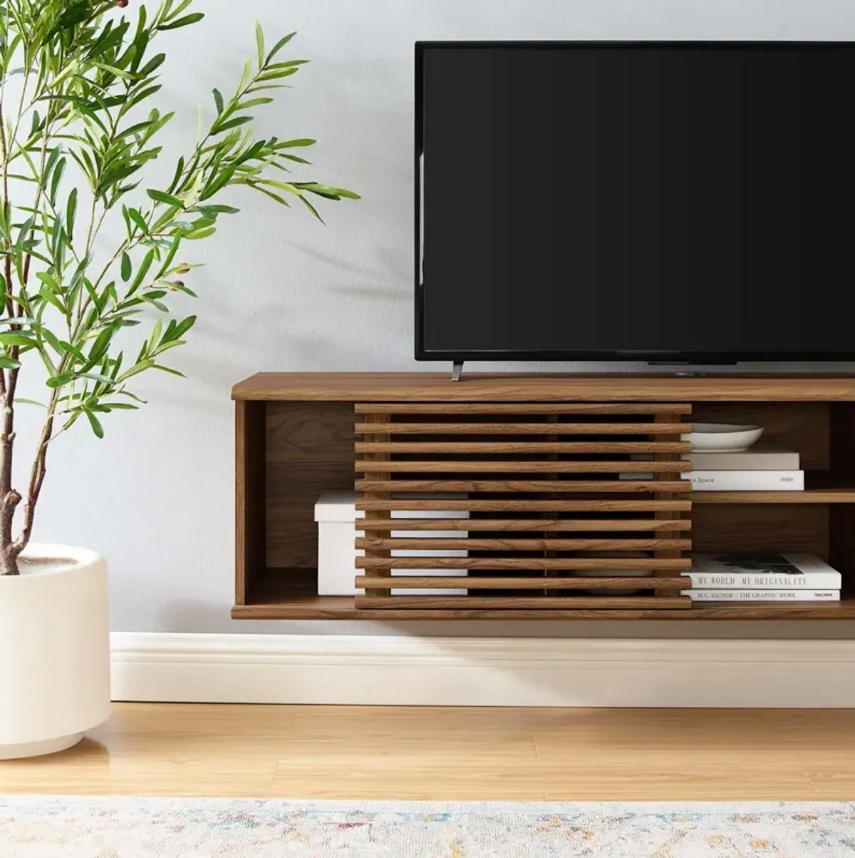 Render 60" Wall-Mount Media Console TV Stand-Benzara