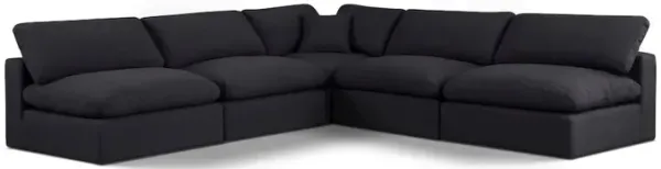 Meridian Furniture Comfy Black Linen Textured Fabric Modular Sectional