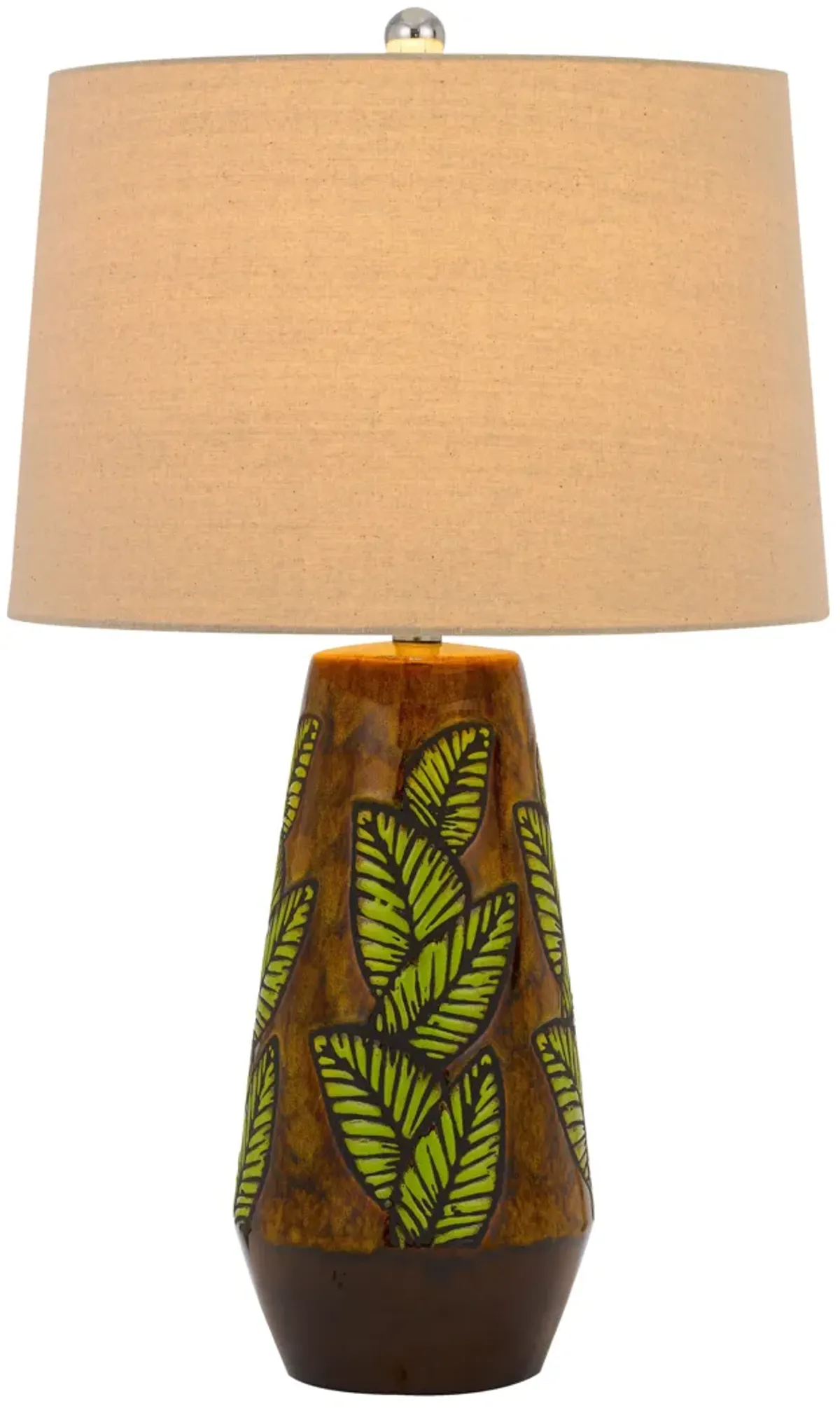 Hivvago 29" Brown Ceramic Cylinder Table Lamp With Tan Empire Shade