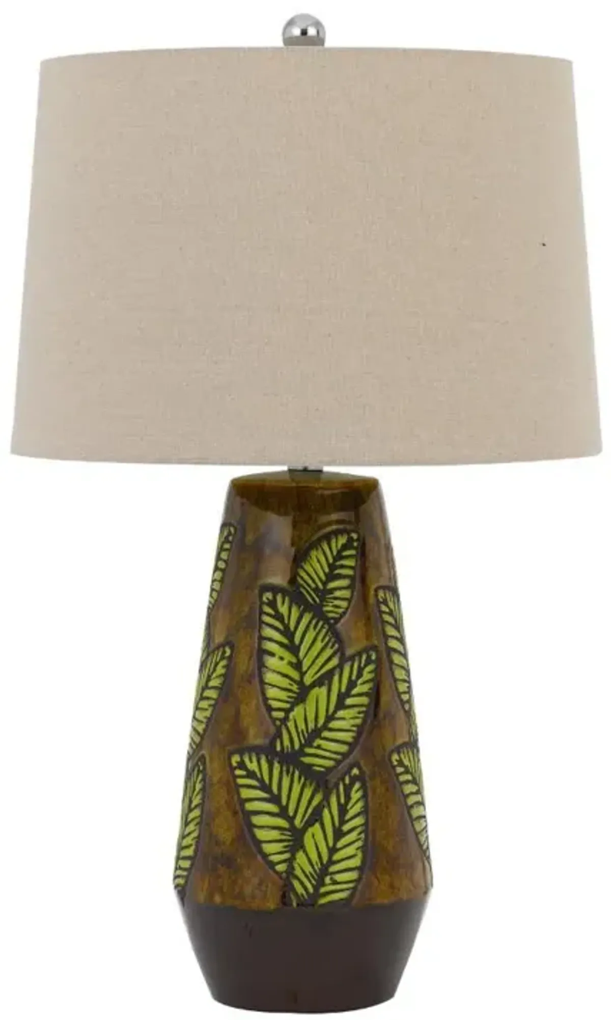 Hivvago 29" Brown Ceramic Cylinder Table Lamp With Tan Empire Shade