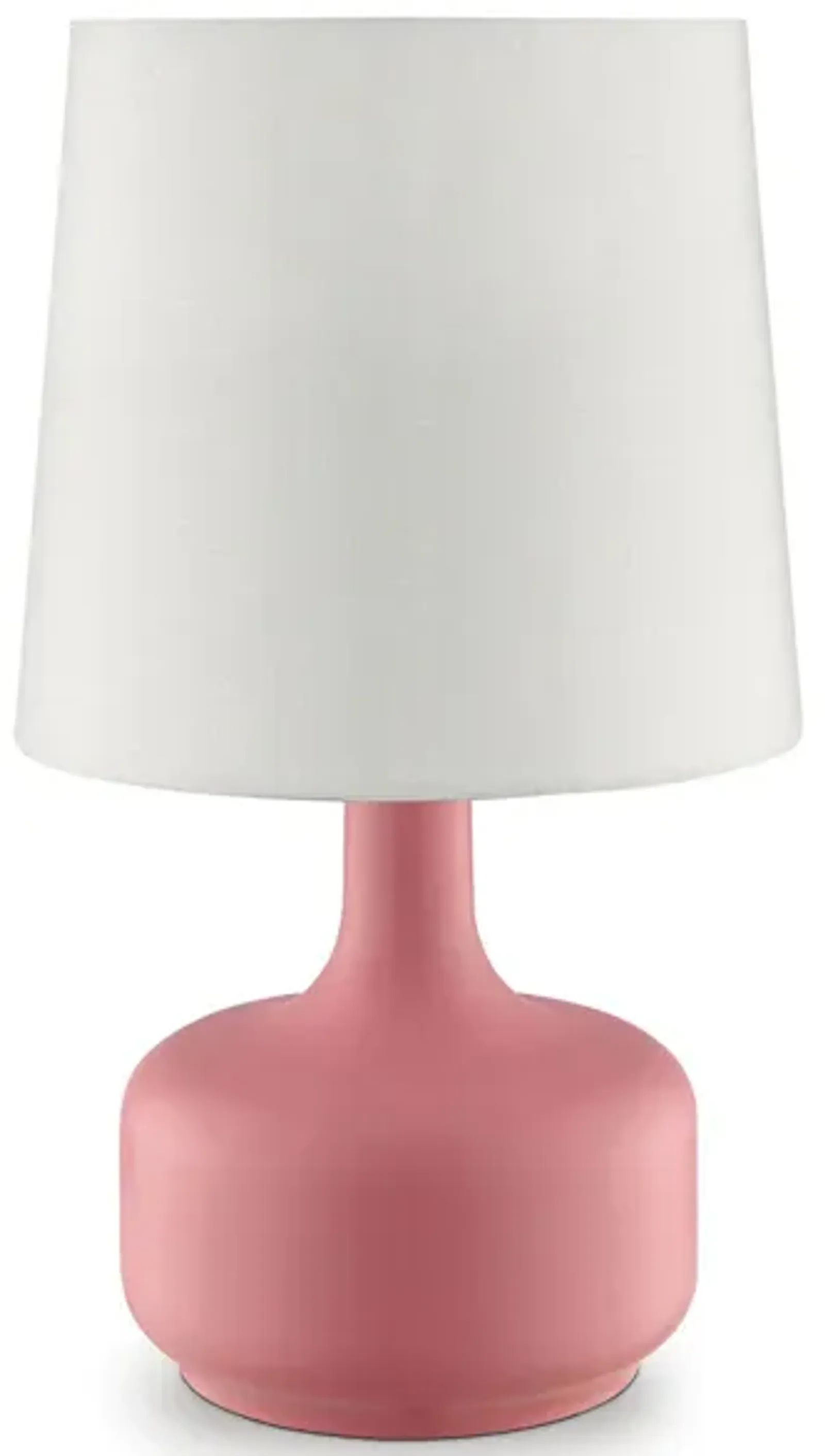 Contemporary Table Lamp with Pot Belly Base with Matte Pink Finish, Pink-Benzara