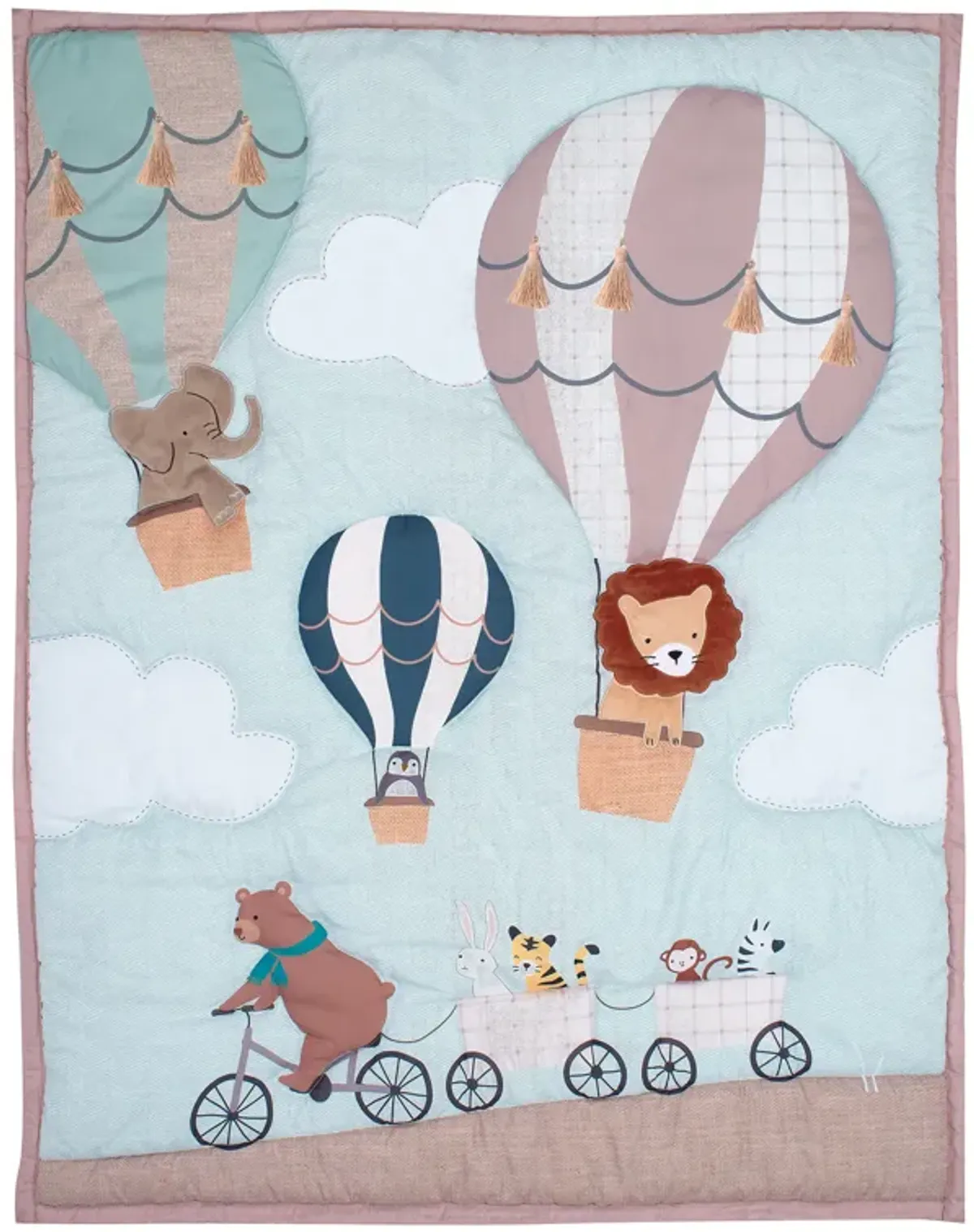 Bedtime Originals Up Up & Away 3-Piece Animals/Hot Air Balloon Crib Bedding Set