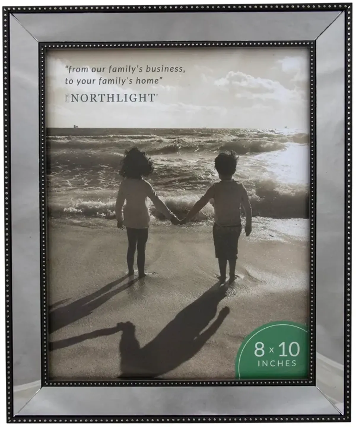 12" Black and Silver Glass Mirror Encased Photo Frame for 8" x 10" Photo