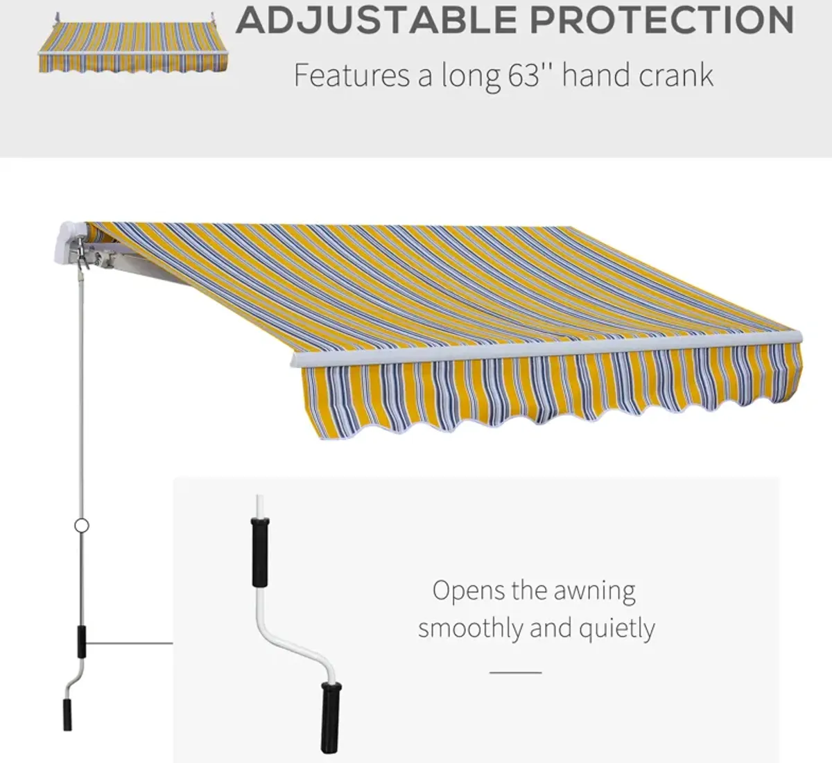 Outsunny 8' x 7' Patio Retractable Awning/Manual Exterior Sun Shade Deck Window Cover, Mixed