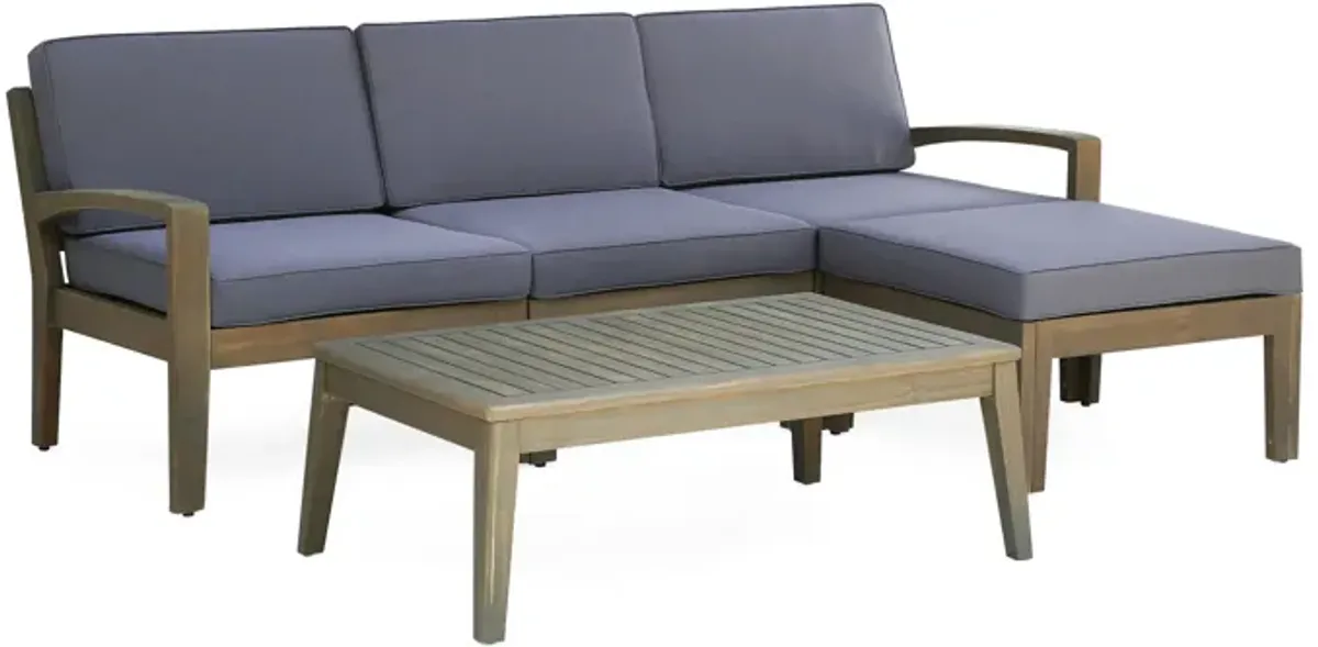 Merax Outdoor Patio 3 Seater Sofa with Table Set