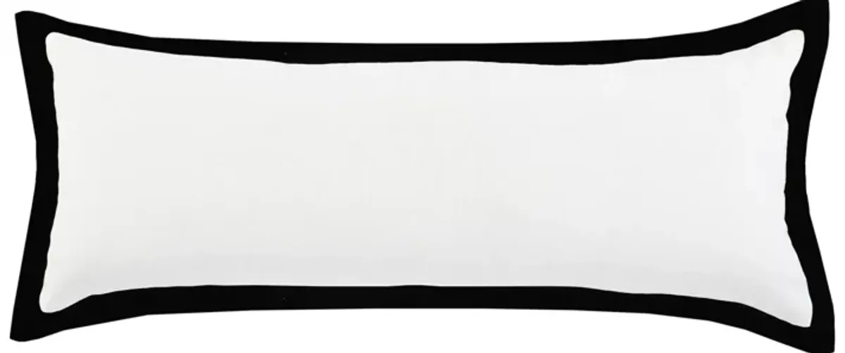 36" White and Black Bordered Flange Frame Lumbar Rectangular Throw Pillow