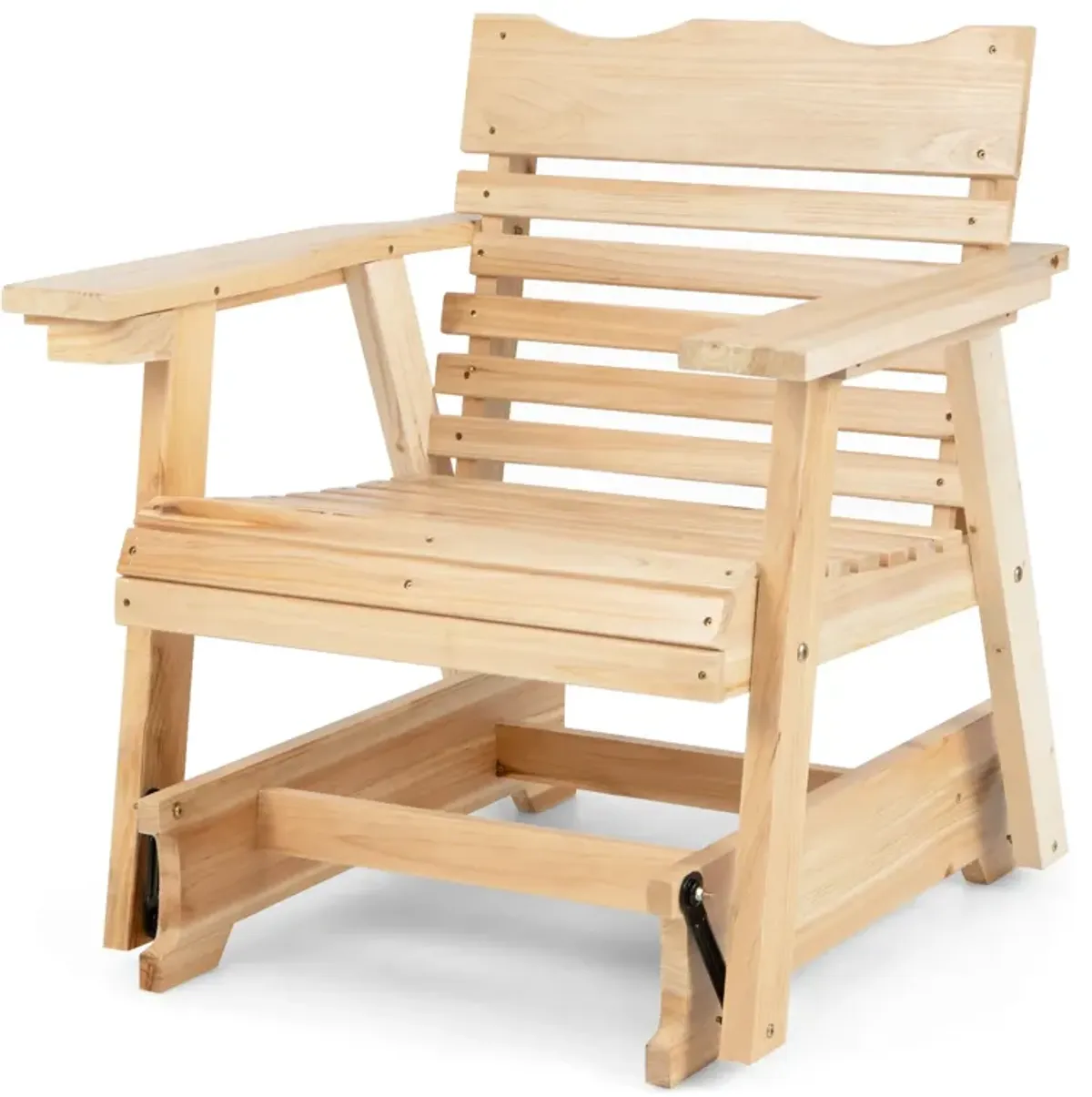 Outdoor Wood Rocking Chair with High Back and Widened Armrests