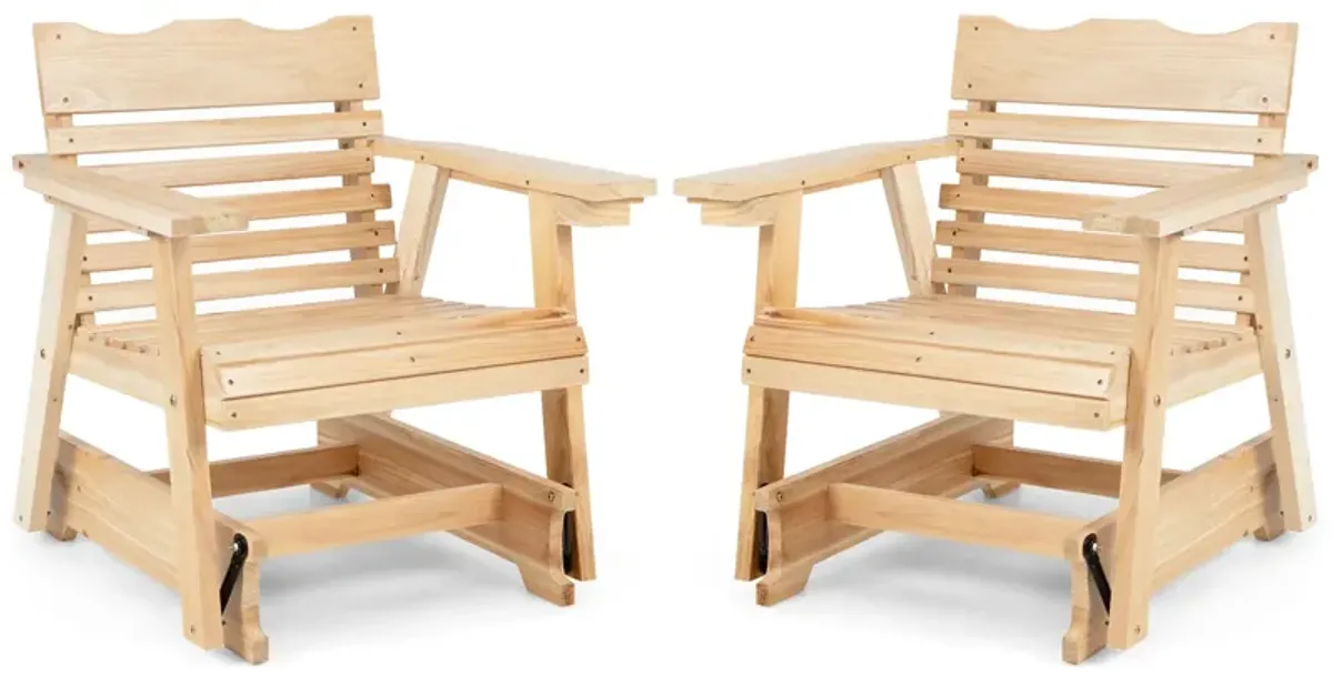 Outdoor Wood Rocking Chair with High Back and Widened Armrests