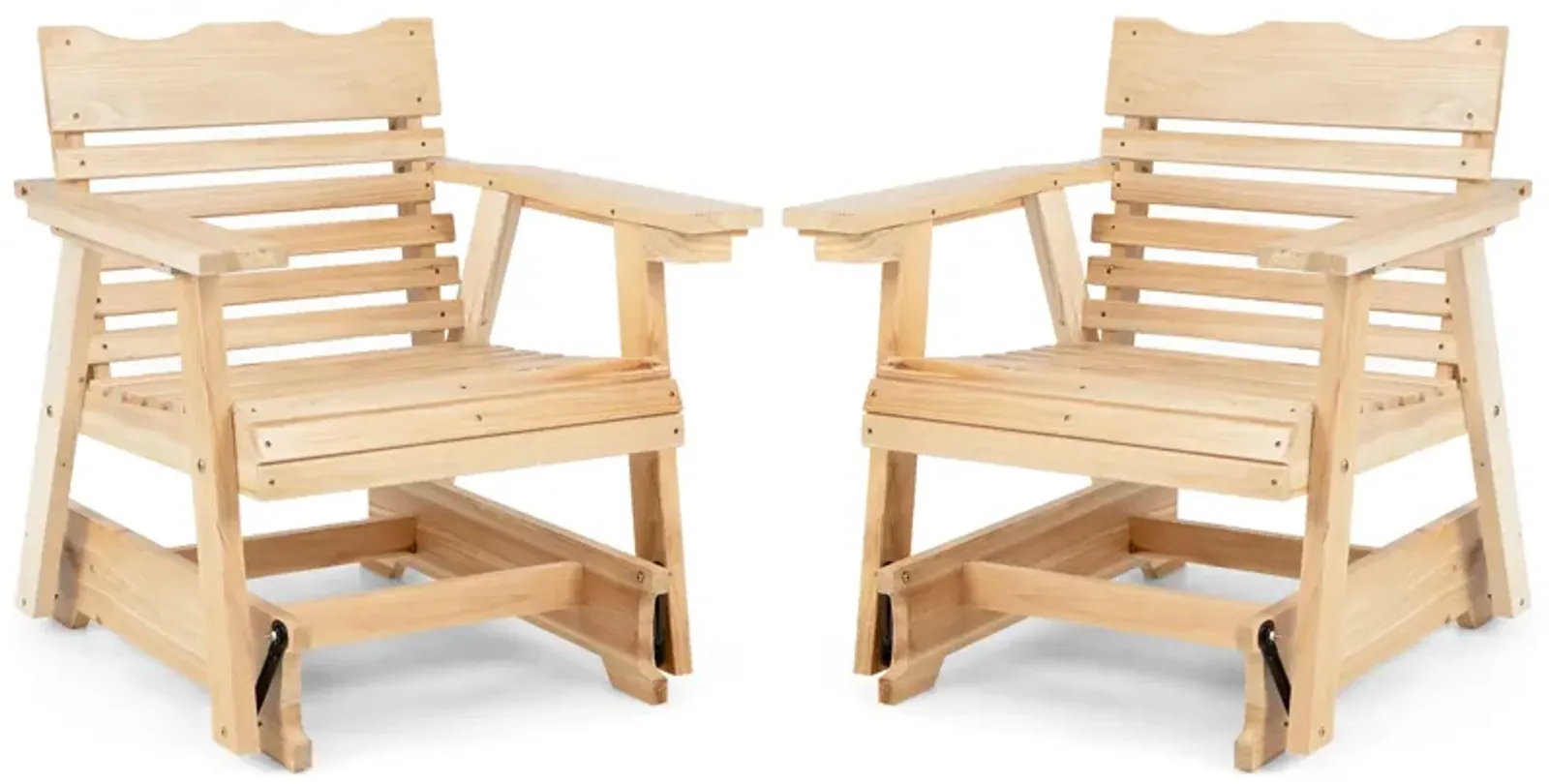 Outdoor Wood Rocking Chair with High Back and Widened Armrests