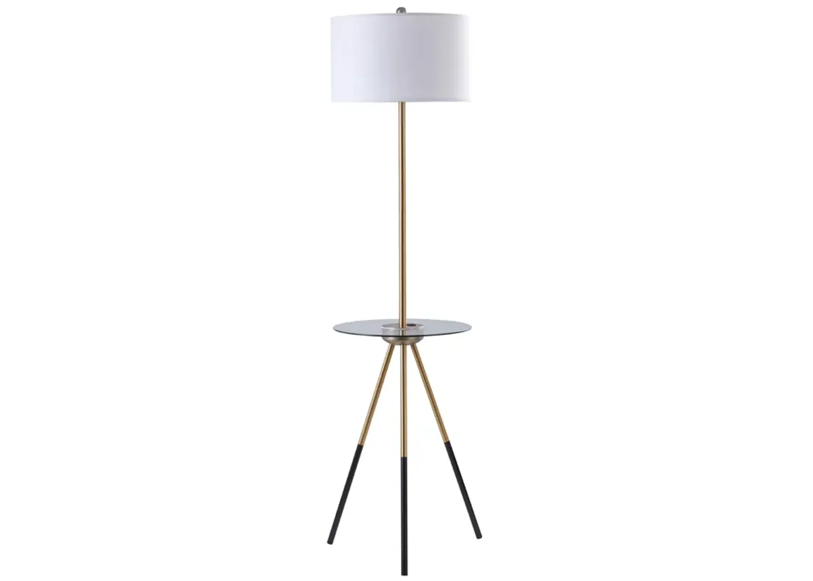 Teamson Home Myra Floor Lamp with Glass Table and Built-In USB, Gold