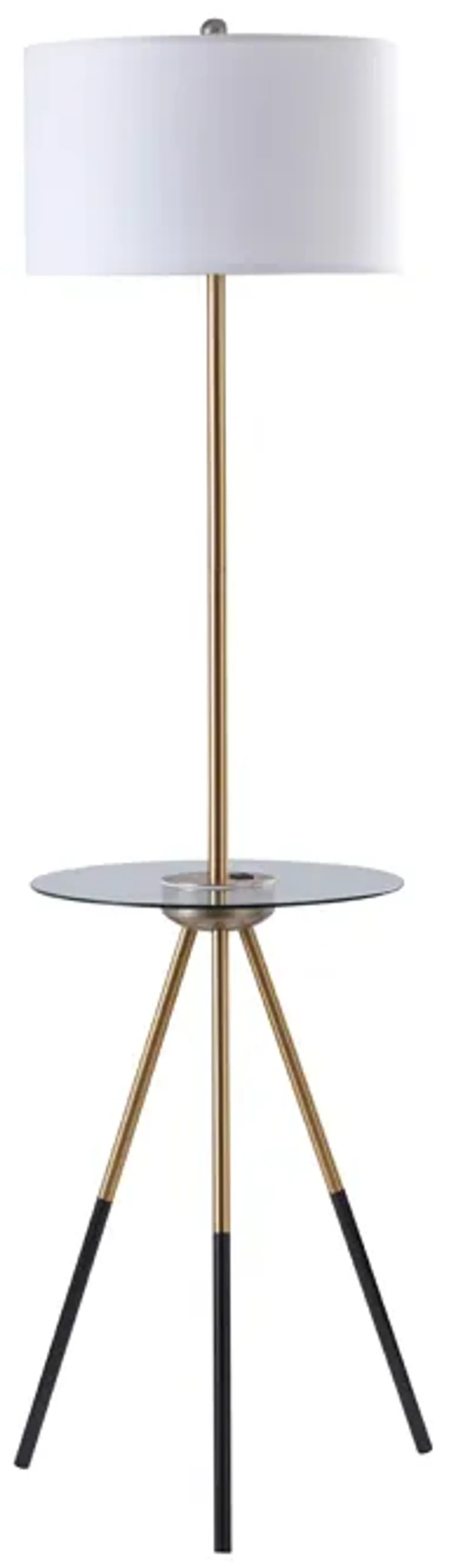 Teamson Home Myra Floor Lamp with Glass Table and Built-In USB, Gold