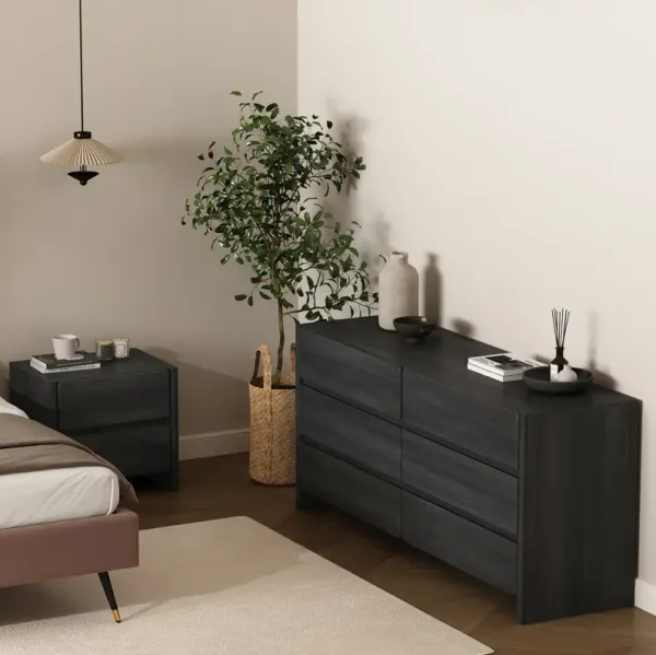 Linda Grey 2-Piece Double Wide Dresser and Nightstand