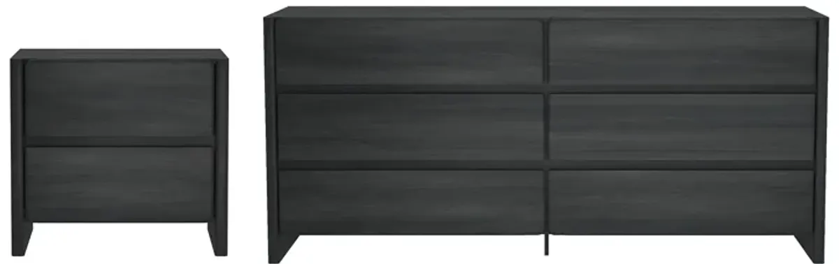 Linda Grey 2-Piece Double Wide Dresser and Nightstand